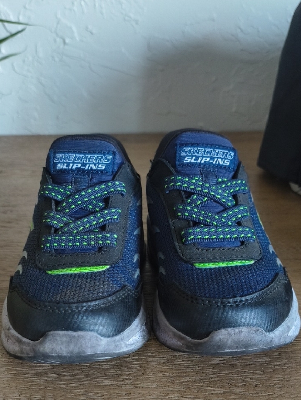 Skechers Boys Navy and Neon Green Light-Up Sneakers - Picture 2 of 4